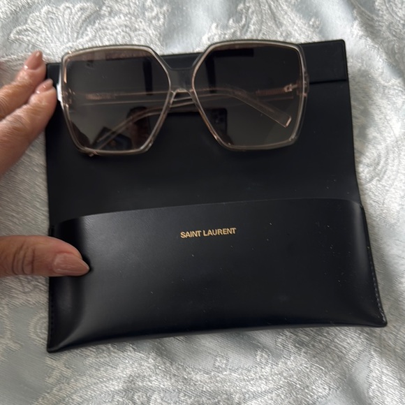 Saint Laurent Women's Square Sunglasses - Tan - Picture 1 of 6